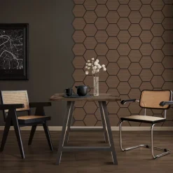 2er Set Akustikpaneele für 1m² Braun Wandpaneele Hexagon Schallabsorber Schalldämmung ML-Design