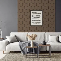 2er Set Akustikpaneele für 1m² Braun Wandpaneele Hexagon Schallabsorber Schalldämmung ML-Design