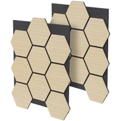 2er Set Akustikpaneele fĂŒr 1mÂČ Eiche Wandpaneele Hexagon SchalldĂ€mmung ML-Design