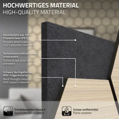 2er Set Akustikpaneele für 1m² Eiche Wandpaneele Hexagon Schalldämmung ML-Design