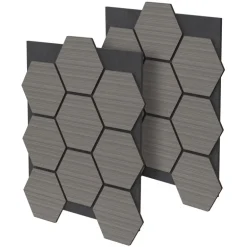 2er Set Akustikpaneele fĂŒr 1mÂČ Grau Wandpaneele Hexagon Schallabsorber SchalldĂ€mmung ML-Design