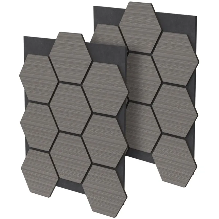 2er Set Akustikpaneele für 1m² Grau Wandpaneele Hexagon Schallabsorber Schalldämmung ML-Design