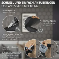 2er Set Akustikpaneele für 1m² Grau Wandpaneele Hexagon Schallabsorber Schalldämmung ML-Design