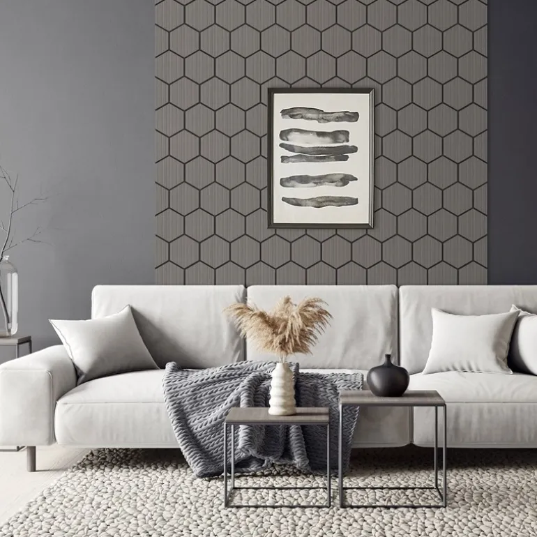 2er Set Akustikpaneele für 1m² Grau Wandpaneele Hexagon Schallabsorber Schalldämmung ML-Design