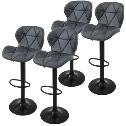 2er Set Barhocker 2x Anthrazit Kunstlederbezug mit RĂŒckenlehne und FuĂstĂŒtze höhenverstellbar 59-79cm ML-Design