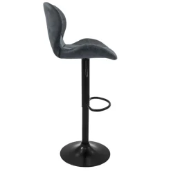 2er Set Barhocker 2x Anthrazit Kunstlederbezug mit Rückenlehne und Fußstütze höhenverstellbar 59-79cm ML-Design