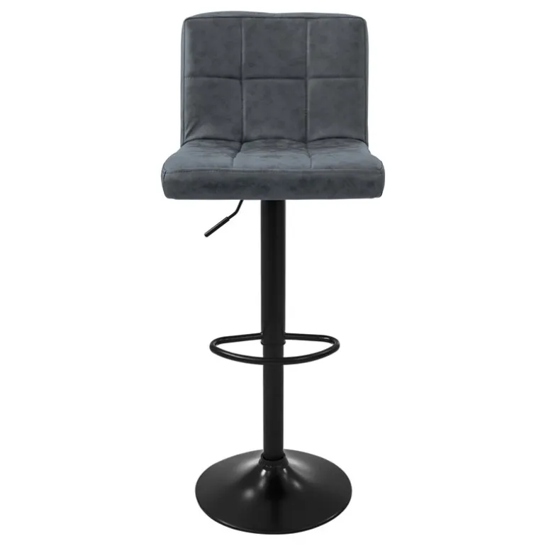 2er Set Barhocker 2x Anthrazit Kunstlederbezug mit Rückenlehne und Fußstütze höhenverstellbar 63-83cm ML-Design