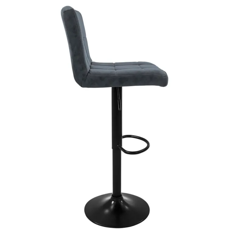 2er Set Barhocker 2x Anthrazit Kunstlederbezug mit Rückenlehne und Fußstütze höhenverstellbar 63-83cm ML-Design