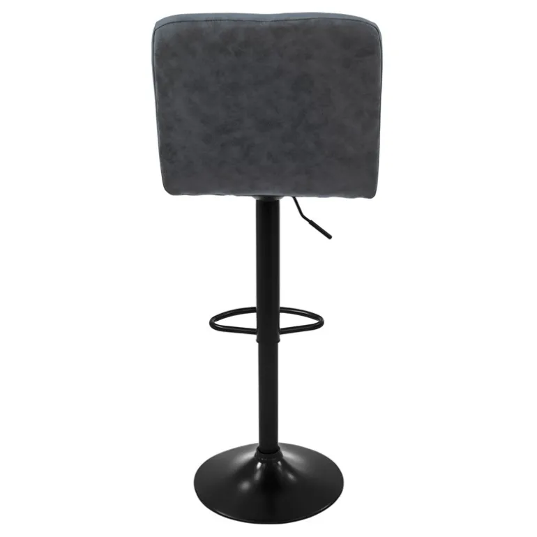 2er Set Barhocker 2x Anthrazit Kunstlederbezug mit Rückenlehne und Fußstütze höhenverstellbar 63-83cm ML-Design