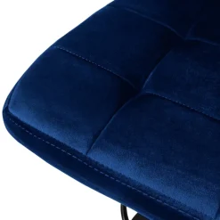 2er Set Barhocker 2x Blau Samtbezug mit Rückenlehne und Fußstütze höhenverstellbar 63-83cm ML-Design