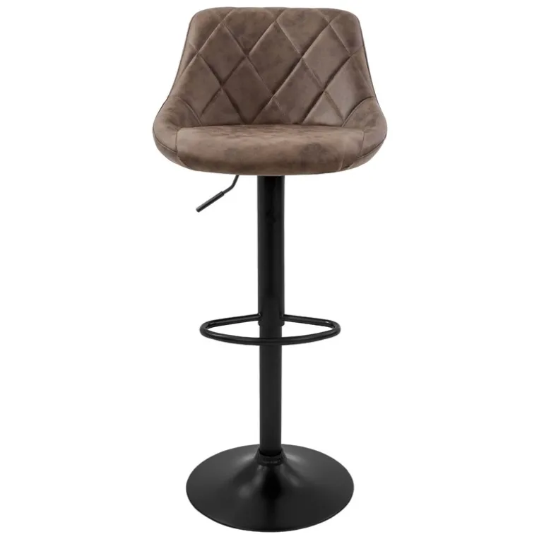 2er Set Barhocker 2x Braun Kunstlederbezug mit Rückenlehne und Fußstütze höhenverstellbar 62-82 cm ML-Design