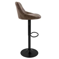 2er Set Barhocker 2x Braun Kunstlederbezug mit Rückenlehne und Fußstütze höhenverstellbar 62-82 cm ML-Design