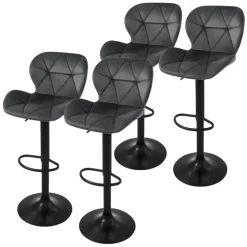 2er Set Barhocker 2x Grau Samtbezug mit RĂŒckenlehne und FuĂstĂŒtze höhenverstellbar 59-79cm ML-Design