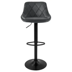 2er Set Barhocker 2x Grau Samtbezug mit Rückenlehne und Fußstütze höhenverstellbar 62-82cm ML-Design