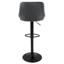 2er Set Barhocker 2x Grau Samtbezug mit Rückenlehne und Fußstütze höhenverstellbar 62-82cm ML-Design