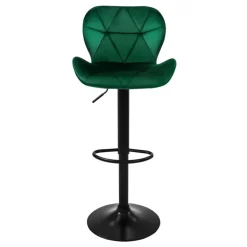 2er Set Barhocker 2x Grün Samtbezug mit Rückenlehne und Fußstütze höhenverstellbar 59-79cm ML-Design