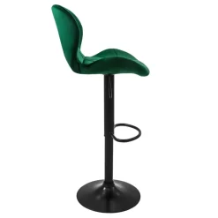 2er Set Barhocker 2x Grün Samtbezug mit Rückenlehne und Fußstütze höhenverstellbar 59-79cm ML-Design