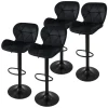 2er Set Barhocker 2x Schwarz Samtbezug mit Rückenlehne und Fußstütze höhenverstellbar 59-79cm ML-Design