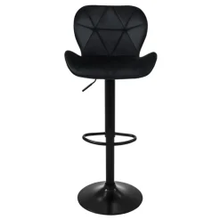 2er Set Barhocker 2x Schwarz Samtbezug mit Rückenlehne und Fußstütze höhenverstellbar 59-79cm ML-Design