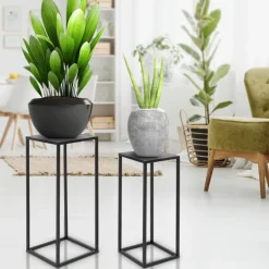 2er Set BlumenstÀnder Schwarz aus pulverbeschichtet Metall ML-Design