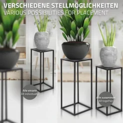 2er Set Blumenständer Schwarz aus pulverbeschichtet Metall ML-Design