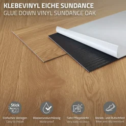 2er Set Deluxe PVC Klebevinylboden für 2,23 m² Eiche Sundance 2 mm dick ML-Design