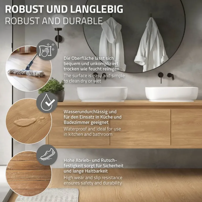 2er Set Deluxe PVC Klebevinylboden für 2,23 m² Eiche Sundance 2 mm dick ML-Design