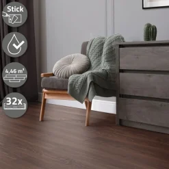 2er Set Deluxe PVC Klebevinylboden fĂŒr 2,23 mÂČ Rot-Braun Nuss 2 mm dick ML-Design