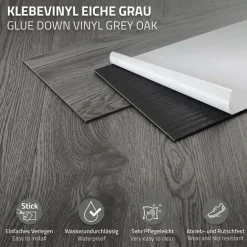 3er Set Deluxe PVC Klebevinylboden für 2,3 m² Eiche Grau 2 mm dick ML-Design