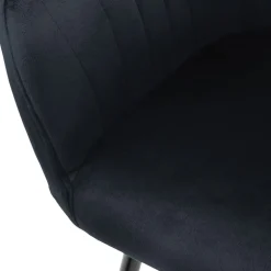2er Set Esszimmerstühle mit Rücken- & Armlehne 2x Schwarz mit Samtbezug und Metallbeinen ML-Design