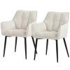 2er Set Esszimmerstuhl Creme aus Frotteestoff mit gepolstertem Sitz ML-Design