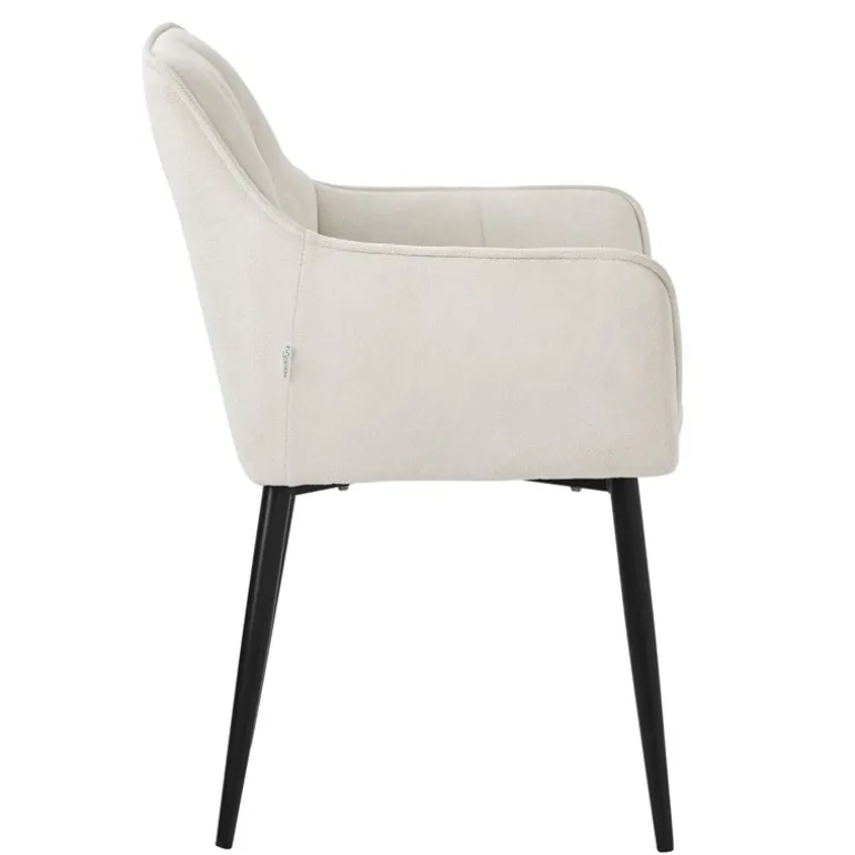 2er Set Esszimmerstuhl Creme aus Frotteestoff mit gepolstertem Sitz ML-Design