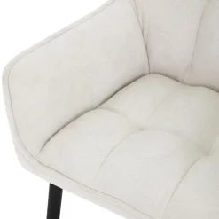 2er Set Esszimmerstuhl Creme aus Frotteestoff mit gepolstertem Sitz ML-Design