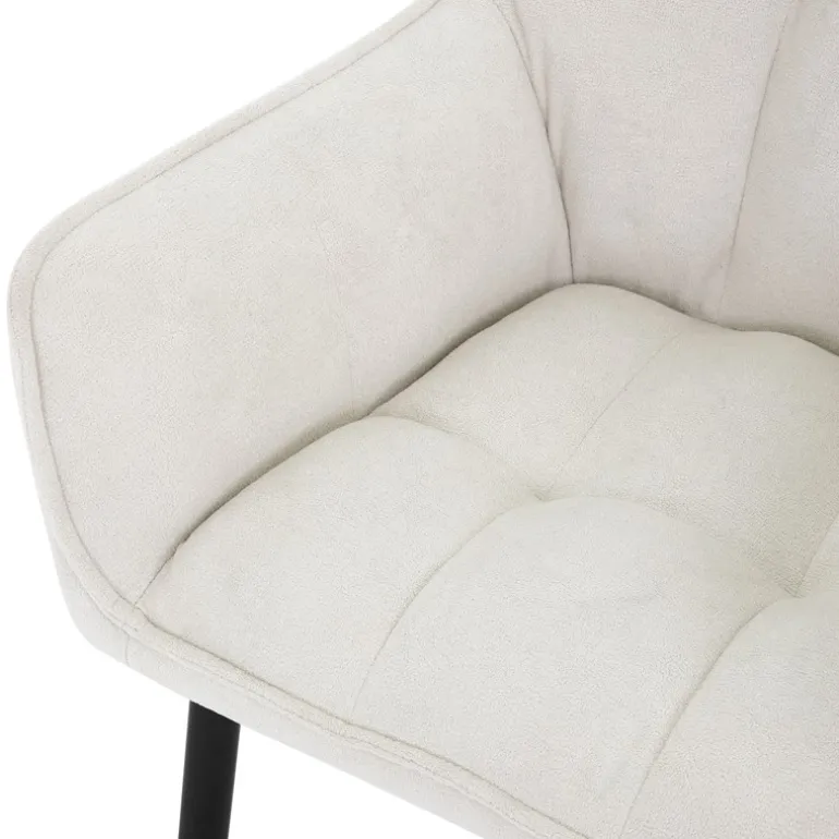2er Set Esszimmerstuhl Creme aus Frotteestoff mit gepolstertem Sitz ML-Design