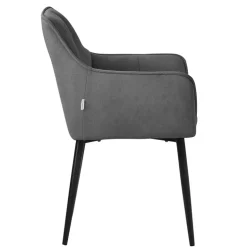 2er Set Esszimmerstuhl Dunkelgrau aus Frotteestoff mit dickem gepolsterter Sitz ML-Design