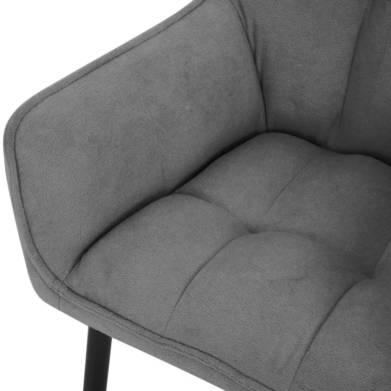 2er Set Esszimmerstuhl Dunkelgrau aus Frotteestoff mit dickem gepolsterter Sitz ML-Design