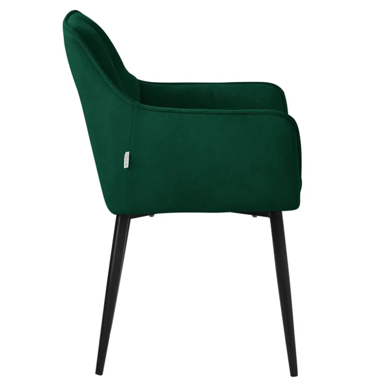 2er Set Esszimmerstuhl Dunkelgrün aus Frotteestoff mit dickem gepolsterter Sitz ML-Design