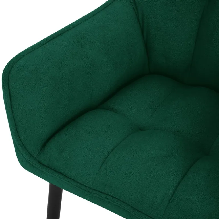 2er Set Esszimmerstuhl Dunkelgrün aus Frotteestoff mit dickem gepolsterter Sitz ML-Design