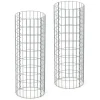 2er Set Gabione Säule rund Ø 35x100 cm Maschenweite 5x10 cm aus verzinktem Stahldraht