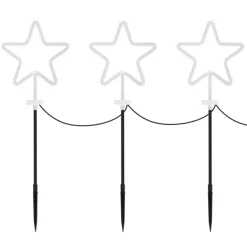 3er Set Gartenstecker Stern 58 cm für Innen & Außen Lichterkette für Weihnachten