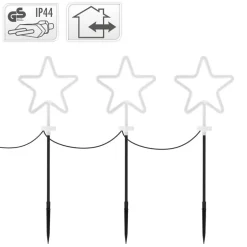 3er Set Gartenstecker Stern 58 cm für Innen & Außen Lichterkette für Weihnachten