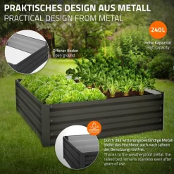 4er Set Hochbeet 90x90x30 cm Anthrazit aus Metall ML-Design