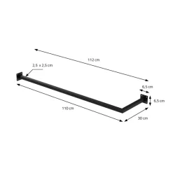 2er Set Kleiderstange Garderobe Wandmontage 30 x 110 cm Schwarz aus Stahl ML-Design