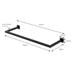 2er Set Kleiderstange Garderobe Wandmontage 30 x 90 cm Schwarz aus Stahl ML-Design
