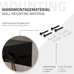 2er Set Kleiderstange Garderobe Wandmontage mit Ablage 60 x 30 x 15 cm Schwarz aus Metall ML-Design