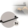 3er Set Kleiderstange Garderobe Wandmontage 12 x 60 cm Schwarz aus Stahl ML-Design