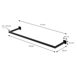 3er Set Kleiderstange Garderobe Wandmontage 30 x 110 cm Schwarz aus Stahl ML-Design
