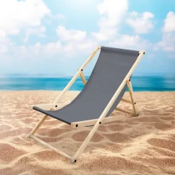 4er Set Liegestuhl klappbar Anthrazit Holz verstellbare Rückenlehne bis 120 kg Sonnenliege Gartenliege Strandliege