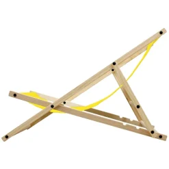 2er Set Liegestuhl klappbar Gelb Holz verstellbare Rückenlehne bis 120 kg Sonnenliege Gartenliege Strandliege
