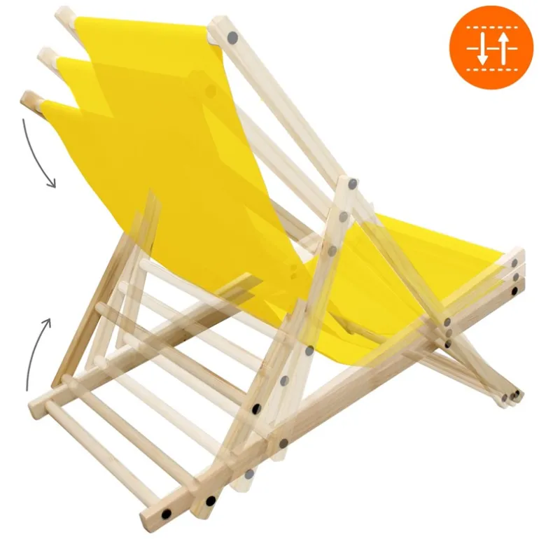 5er Set Liegestuhl klappbar Gelb Holz verstellbare Rückenlehne bis 120 kg Sonnenliege Gartenliege Strandliege